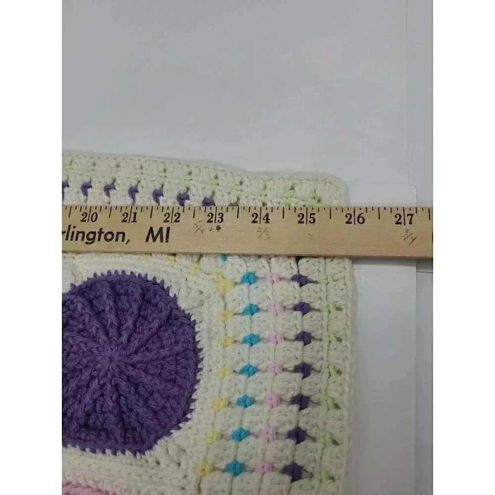 Handcrafted Crocheted Cotton Baby Blanket Colorful Nursey Decor 26
